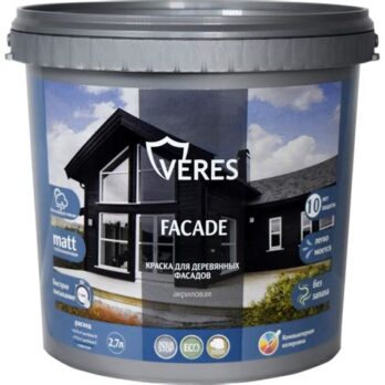 Краска акрил.для дерев.фасадов БАЗА А 2,7л "VERES" 256898
