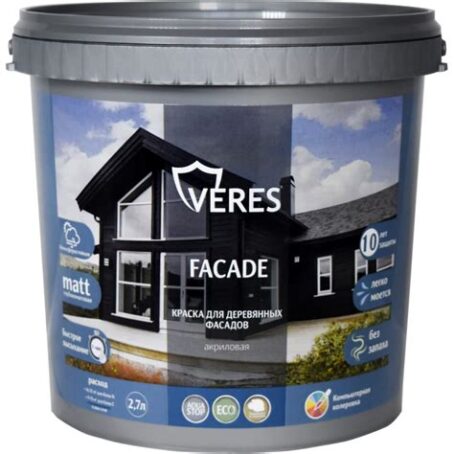 Краска акрил.для дерев.фасадов БАЗА А 2,7л "VERES" 256898