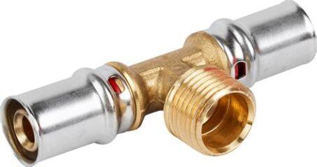 Тройник Stout d16х1/2", ВР, латунь