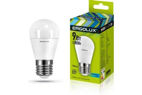 Лампа эл. светод. шар Ergolux LED-G45-9W-E27-4K 9Вт Е27 4500К 49301