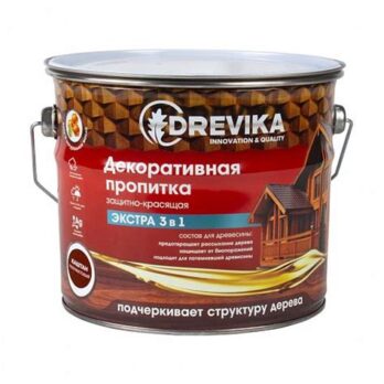 Пропитка декор."ЭКСТРА" 3в1 КАШТАН 9л "DREVIKA" 255356