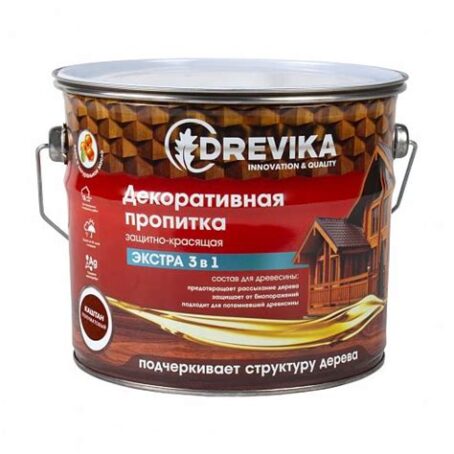 Пропитка декор."ЭКСТРА" 3в1 КАШТАН 9л "DREVIKA" 255356