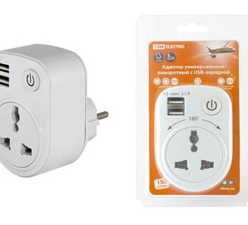 Адаптер универсал.поворотный с/з 250В 16А+2USB 2,1А белый TDM