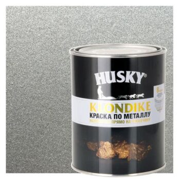 Краска по металлу глянцевая серебро 0,9л HUSKY-KLONDIKE RAL9023 DEKART
