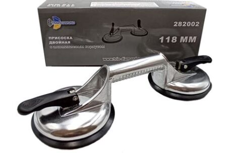 Присоска алюм.зажимная двойная для плитки и стекла 118мм Trio-Diamond 282002