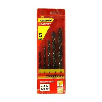 Набор сверл по дереву 5шт. (4-5-6-8-10мм)  WORTEX 10511
