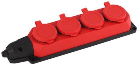 Колодка удл. Era K-4е RED 4гн евро IP44