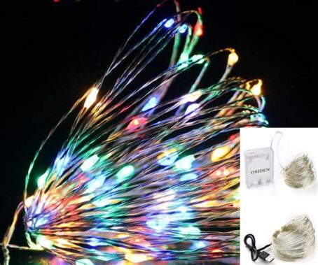 Гирлянда "Нить" 10м роса,IPсеребристая нить 100LED,свечение(в ассорт) 2реж.солнечная батарея 4137018