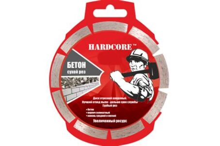 Диск алмазный сухой рез 230х22,23мм сегмент 10мм Hardcore Бетон 180230