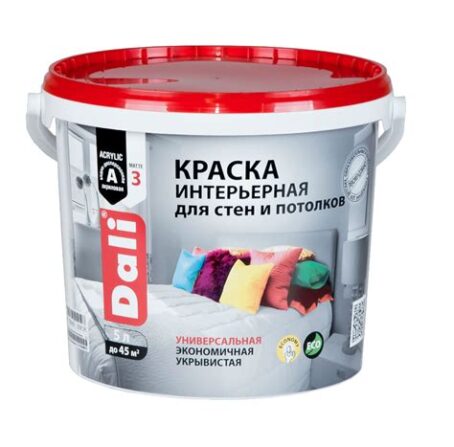 Краска акрил "DALI" интерьерная белоснежная  5л РОГНЕДА
