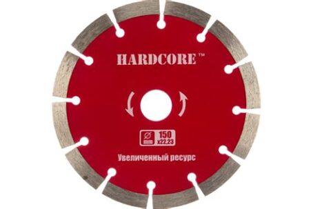 Диск алмазный сухой рез 150х22,23мм сегмент 10мм Hardcore Бетон 180150