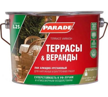 Лак терассы&веранды PARADE L25 П/мат 0.75л ЛАКРА 774