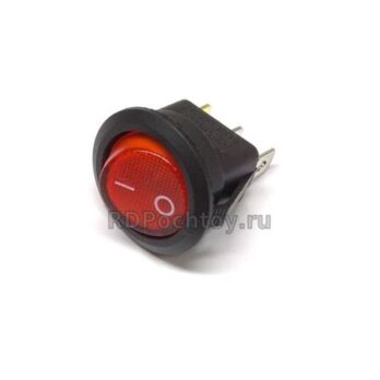 Выключатель клавишн. круглый 250V 6(3c) ON-OFF красный с подсвет REXANT   362570