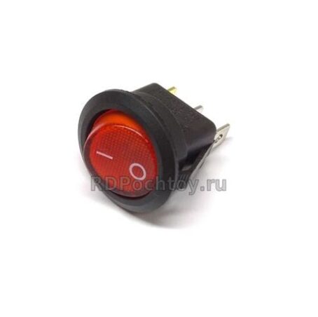 Выключатель клавишн. круглый 250V 6(3c) ON-OFF красный с подсвет REXANT   362570