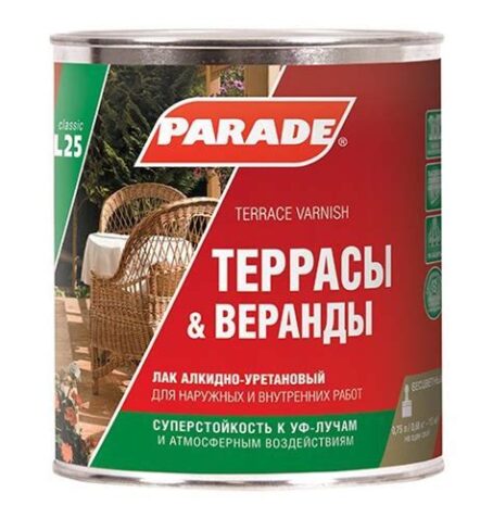 Лак террасы&веранды PARADE L25 Глянцев. 0.75л ЛАКРА 770
