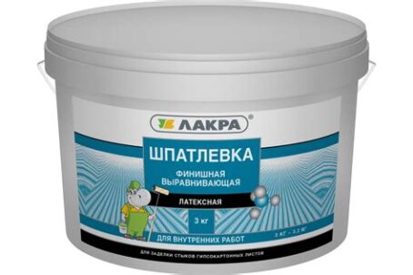 Шпатлевка латекс. финиш. выравнивающая для гипсокарт. 9кг ЛАКРА