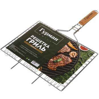 Решетка барбекю 370х270х50мм, рукоятка дерево, плоская 424825