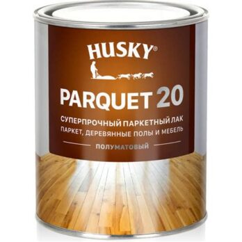 Лак паркетный суперпрочный полумат. 0,9л HUSKY PARQUET 20 30153 Dekart