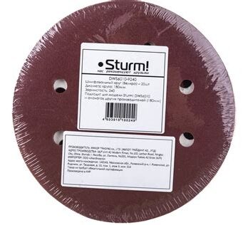 Шлифбумага круг. 180мм зерно 240, 8-отверстий Sturm DWS6010-9240