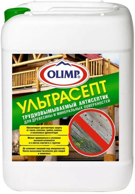 Антисептик  для древесины трудновымываемый 10л УЛЬТРАСЕПТ OLIMP 176776 DEKART