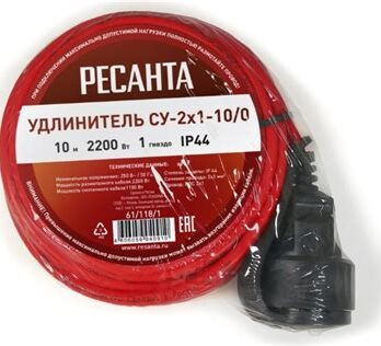 Удлинитель силовой б/кат. СУ-2х1-10/0 Ресанта 61/118/1