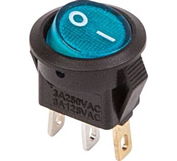 Выключатель клавишн.круглый 250V3A(3c) ON-OFF синий c подсветкой Micro REXANT   362531