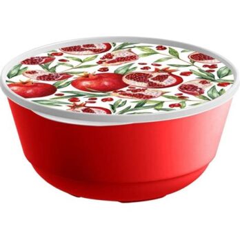 Миска пластик, круглая, 2 л, с крышкой, с декором, 445285