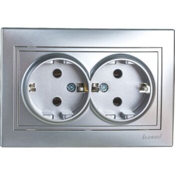 Розетка 2-м СП Мира с/з керам. метал сер. 701-1010-127