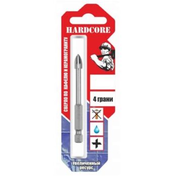 Сверло по керамике и стеклу 8мм Hardcore 4 грани 151008