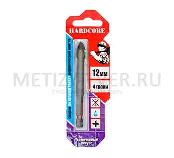 Сверло по керамике и стеклу 12мм Hardcore 4 грани 151012