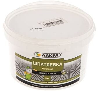 Шпатлевка акриловая универс. для внутр./наружных работ 3кг ЛАКРА 8034
