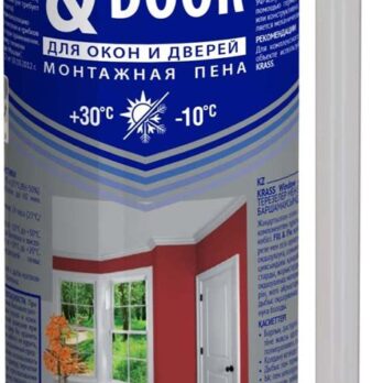 Пена монтажная "Krass Home Edition" д/окон и дверей пистолет. Лакра проф. всесезонная 0.75л 843