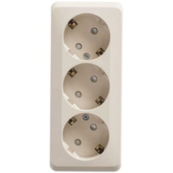 Розетка3-м ОП Этюд 16А с заземл. крем SchE РА16-012К 401805