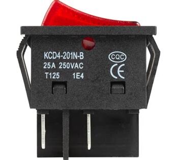 Выключатель клавишн. 250V 25A(4c) ON-OFF красный c подсветкой REXANT   362343