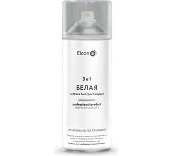 Грунт эмаль аэрозоль по ржавчине 3в1 матовая белая 520мл Elcon 462566 СМ-СТРОЙ