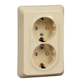 Розетка 2-м ОП Этюд 16А крем. угловая защ.шторки с/з SE РА16-108К 397811
