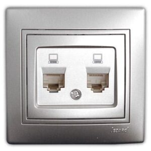 Розетка комп. 2-м СП Мира RJ-45 метал сер. 701-1010-141