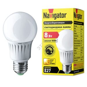 Лампа Navigator LED A55 8w/827 Е27 Dimm 94375