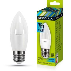 Лампа эл. светод. свеча Ergolux LED-C35-7W-E27-4K 7Вт Е27 4500К