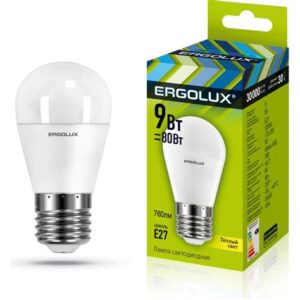 Лампа эл. светод. шар Ergolux LED-G45-9W-E27-3K 9Вт Е27 3000К 49300