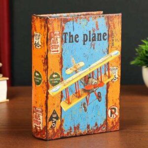 Шкатулка -книга дерево "Самолет Ретро" 18*13*4см кожзам 4825591