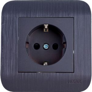 Розетка  LUXAR Deco с/у двойная с з/к Венге с рифлен.рамкой
