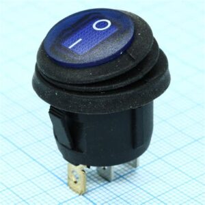 Выключатель клавишн.круглый 250V16A(4c) ON-OFF синий c подсветкой REXANT 060306