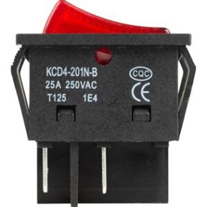 Выключатель клавишн. 250V 25A(4c) ON-OFF красный c подсветкой REXANT 362343