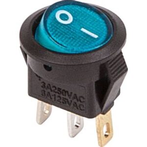 Выключатель клавишн.круглый 250V3A(3c) ON-OFF синий c подсветкой Micro REXANT 362531