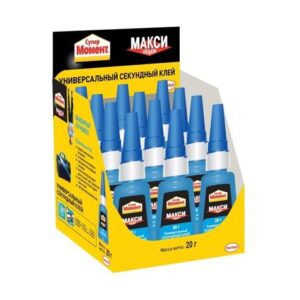 Клей МОМЕНТ супер 20 г. МАКСИ объем в шоу-боксе 275584