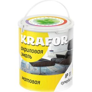 Эмаль акриловая матов. супербелая 3кг KRAFOR 44986