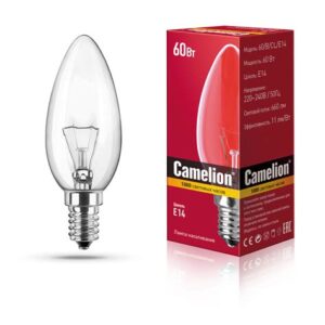 Лампа Camelion В 60W CL E14 30034