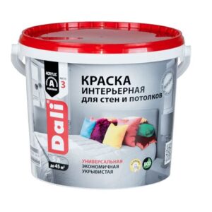 Краска акрил "DALI" интерьерная белоснежная 5л РОГНЕДА